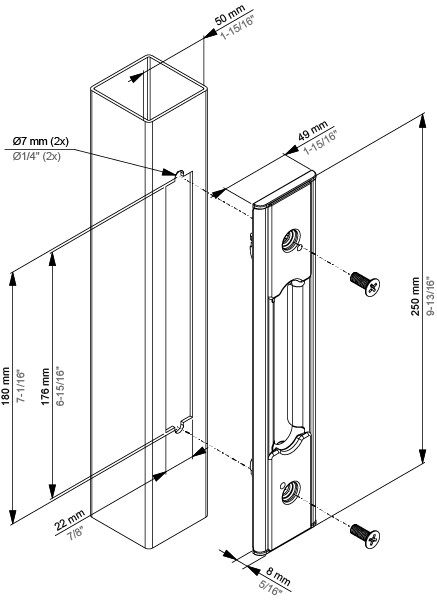 Plan de montage de la butée SFKS pour portails coulissants