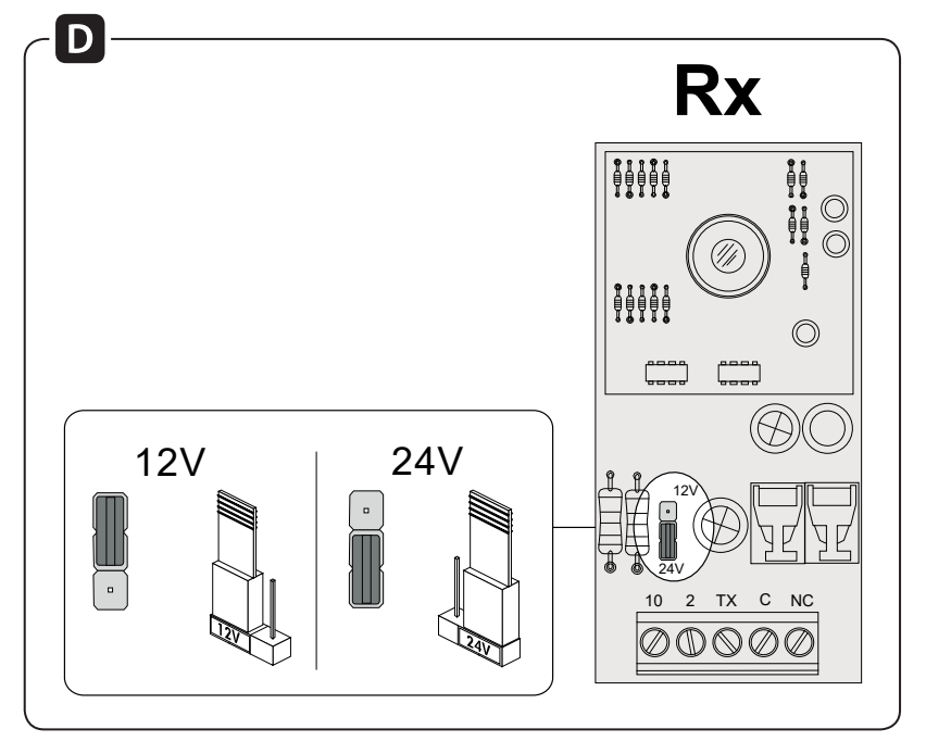 Cavalier DIR10 pour alimentation 12 ou 24 V