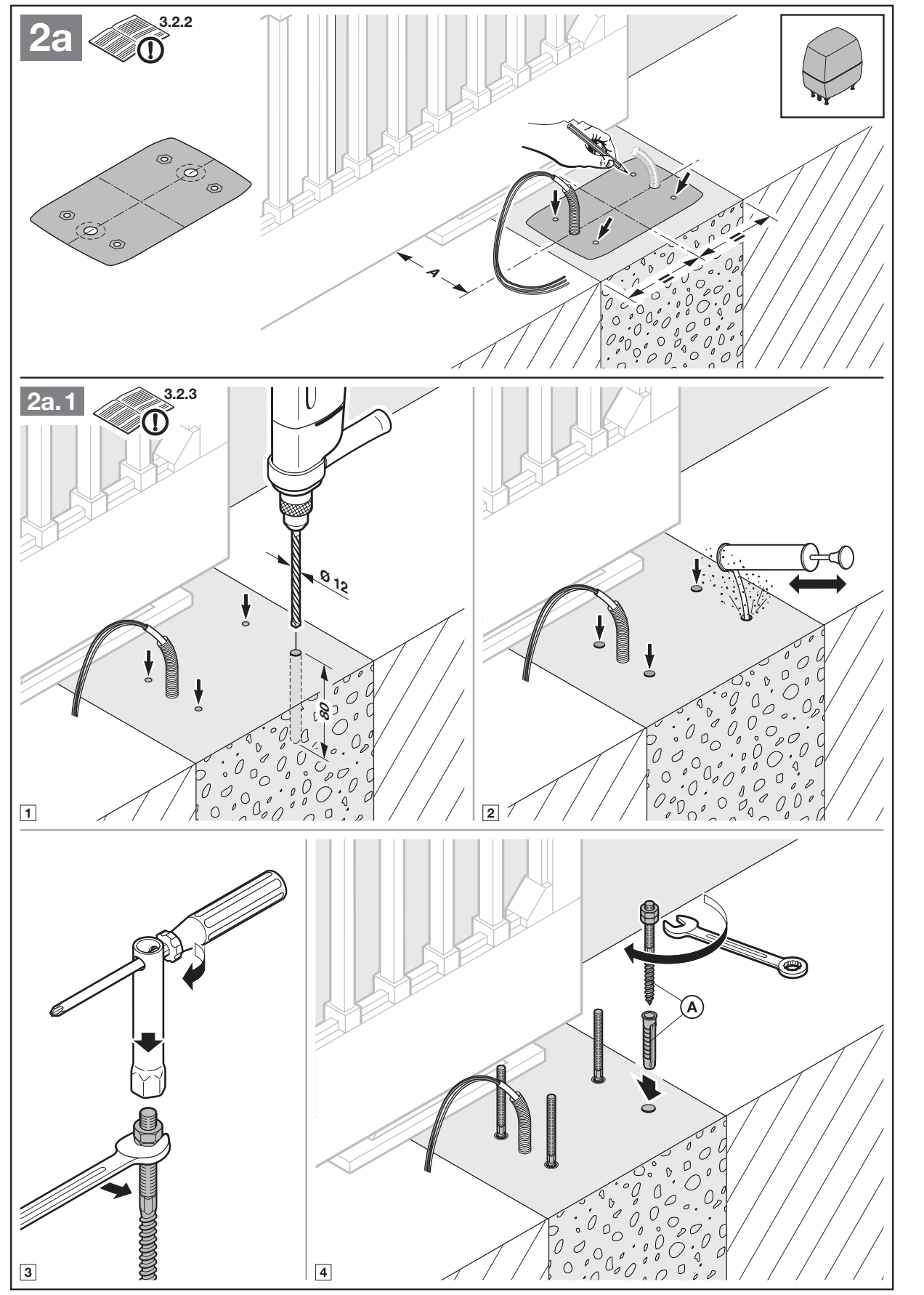 Vis d’ancrage LineaMatic – trous Ø 12 mm