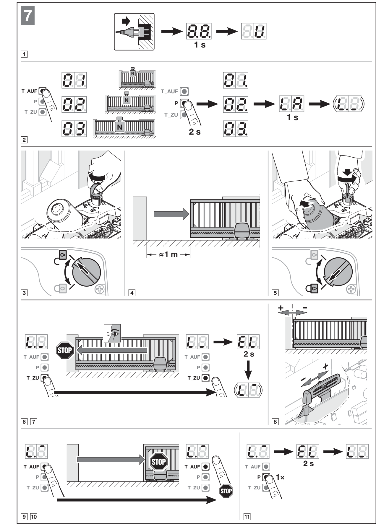 Premier apprentissage – choix 03 pour LineaMatic H, positions fermée et ouverte