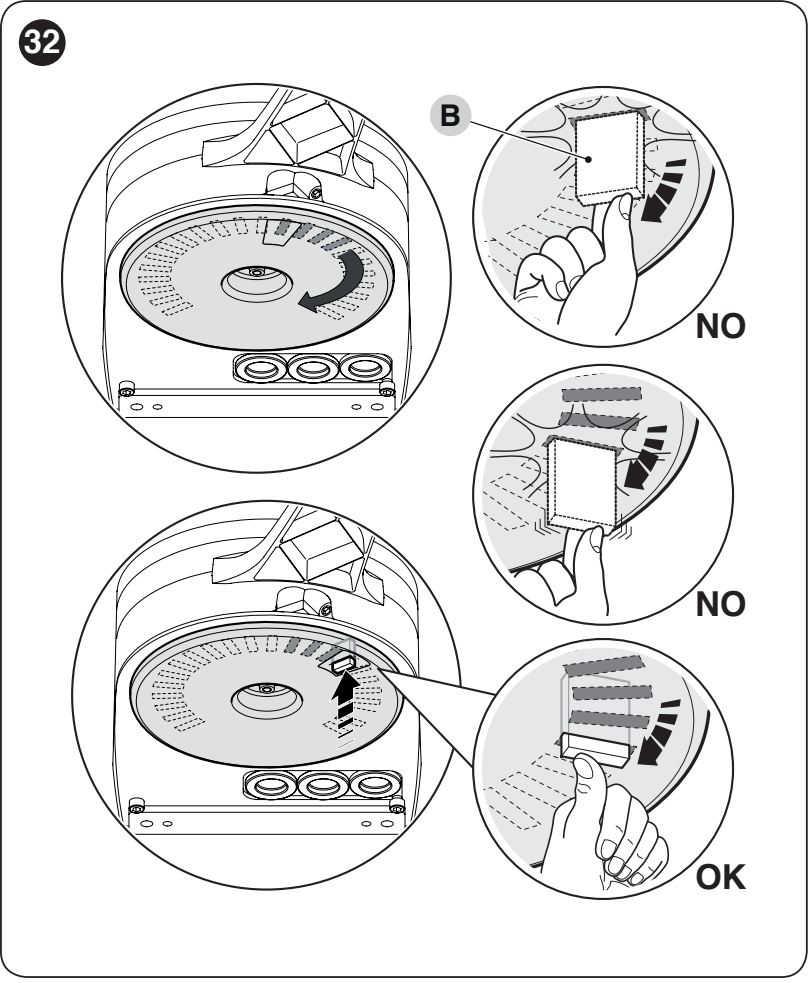 Enclenchement correct de la butée HYKE – exemples OK et NO