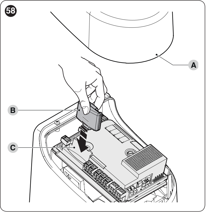 Insertion du récepteur radio dans le connecteur SM de l’unité HYKE