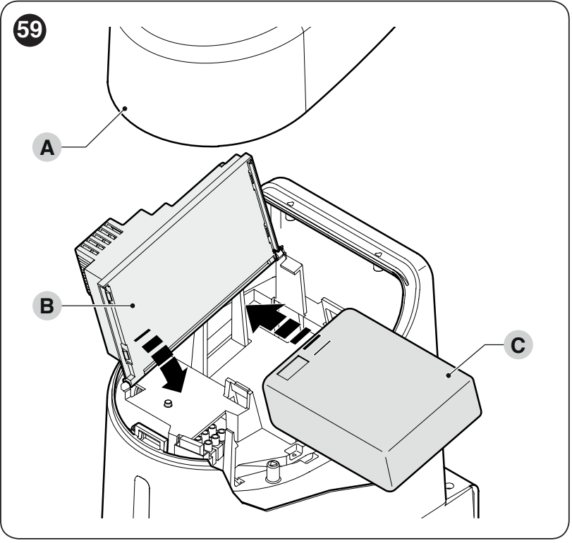 Emplacement de la batterie de secours sous la centrale de commande HYKE