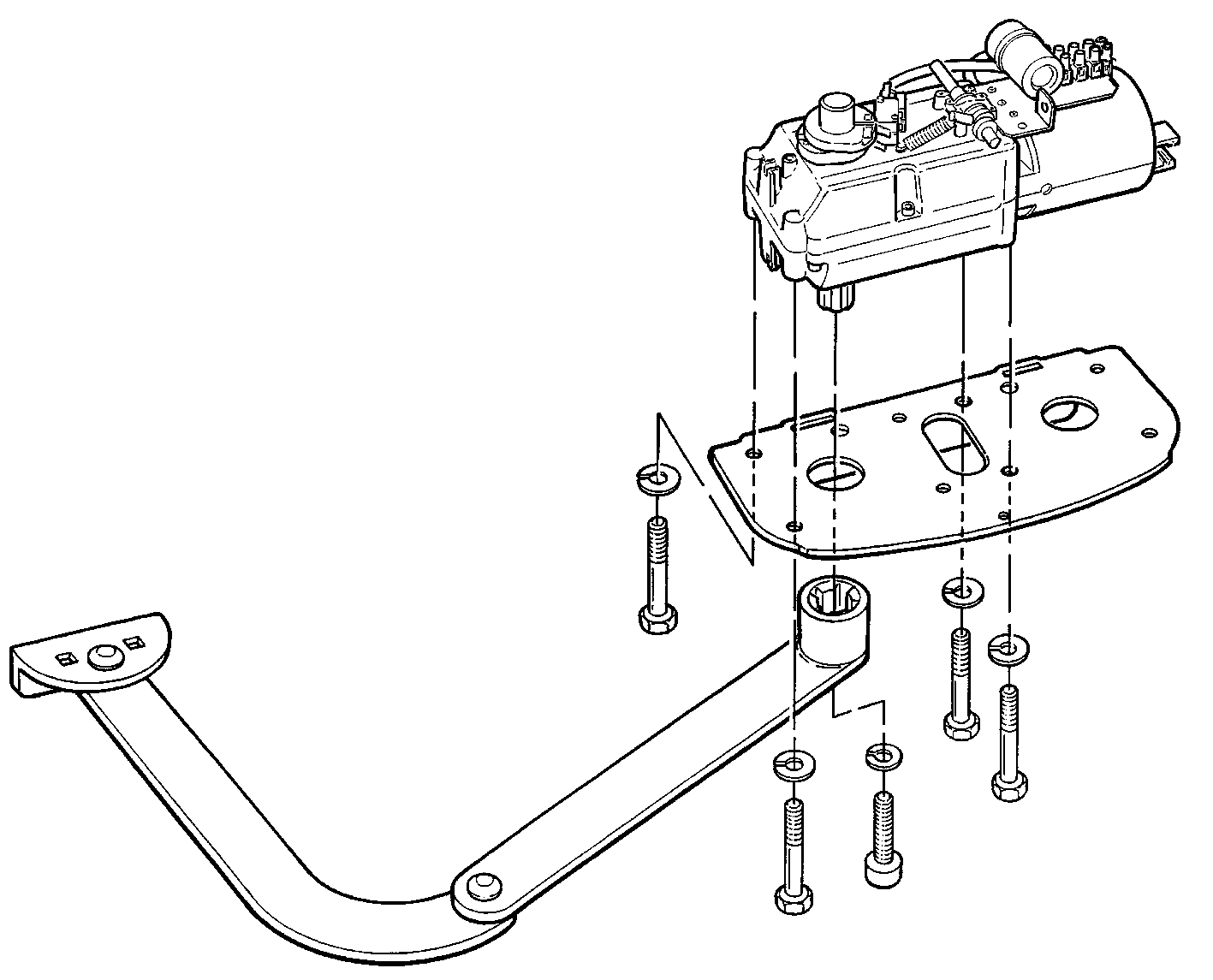 HYPPO – fixation du moteur pour un vantail droit HYPPO – fixation du moteur pour un vantail droit