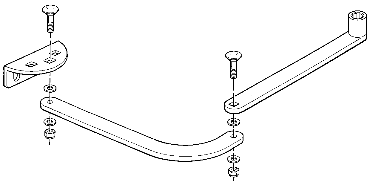 HYPPO – assemblage du bras pour un vantail gauche HYPPO – assemblage du bras pour un vantail gauche