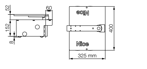 NICE BFABBOX – dimensions du caisson et position de l’axe porteur