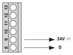 ROBO600 – détail d’origine : 8 = 0 V, 9 = +24 V DC ROBO600 – détail d’origine : 8 = 0 V, 9 = +24 V DC