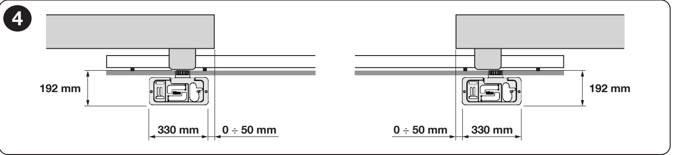 NICE ROBO600 – position de la platine de fondation par rapport à la crémaillère, dimensions en mm NICE ROBO600 – position de la platine de fondation par rapport à la crémaillère, dimensions en mm