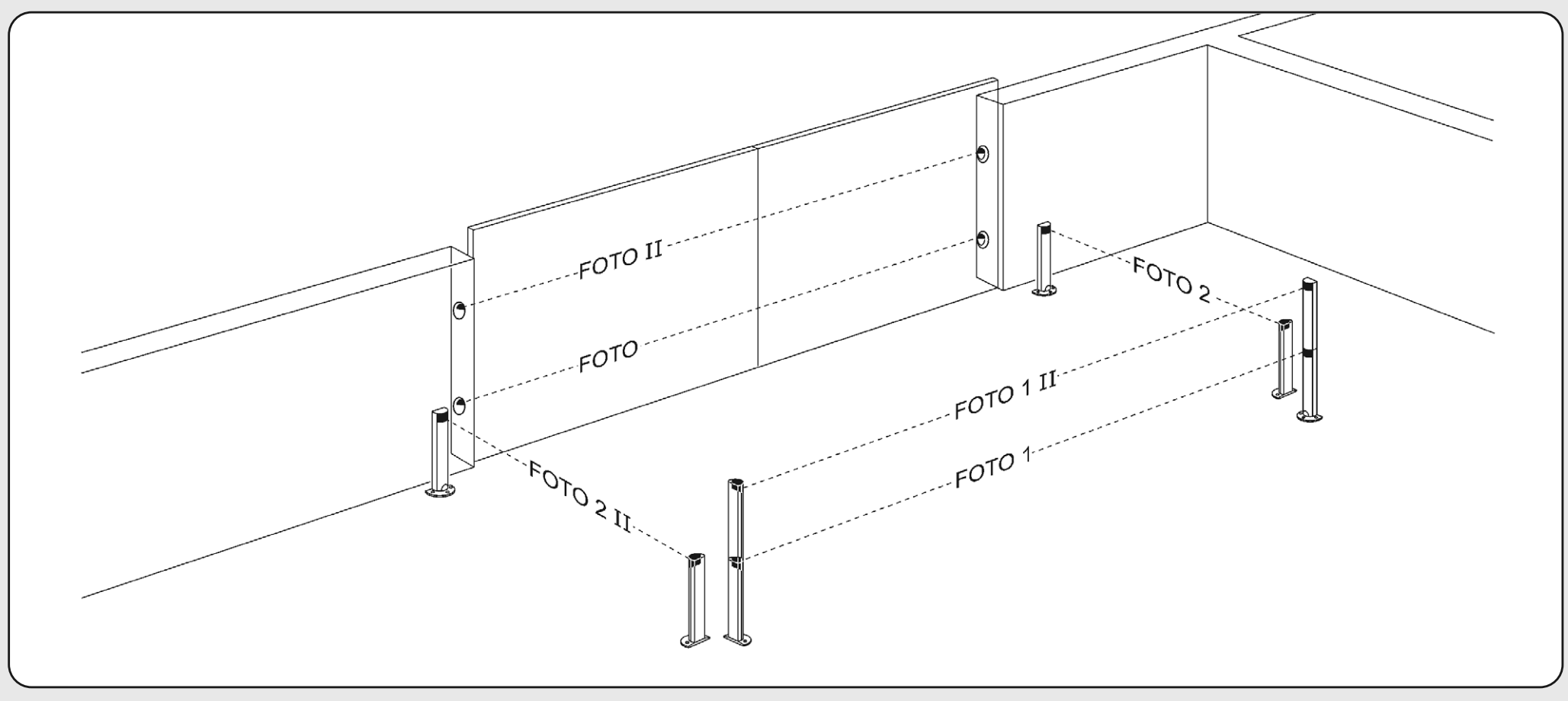 WALKY : positions des paires FOTO, FOTO II, FOTO 1, FOTO 1 II, FOTO 2 et FOTO 2 II