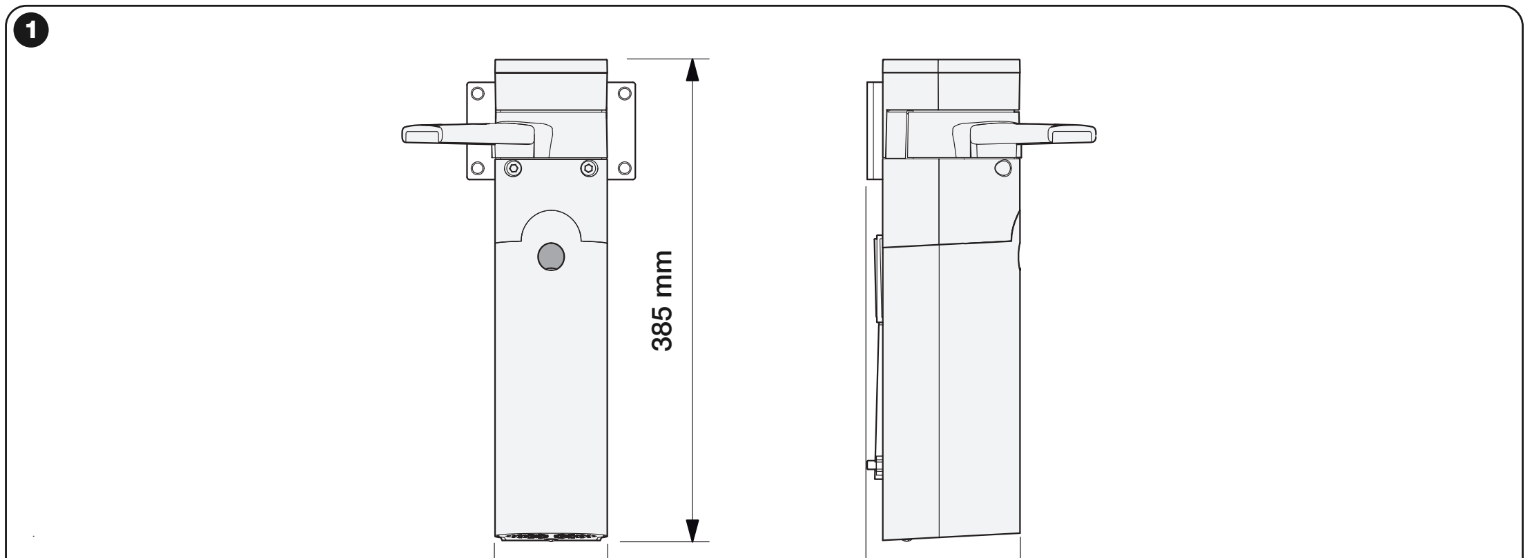 Dimensions du WALKY et position du bras articulé ; cotes du schéma en mm