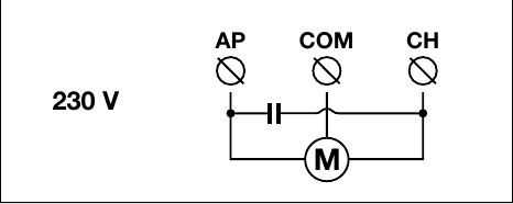 Schéma électrique d’origine du moteur 230 V AP, COM et CH
