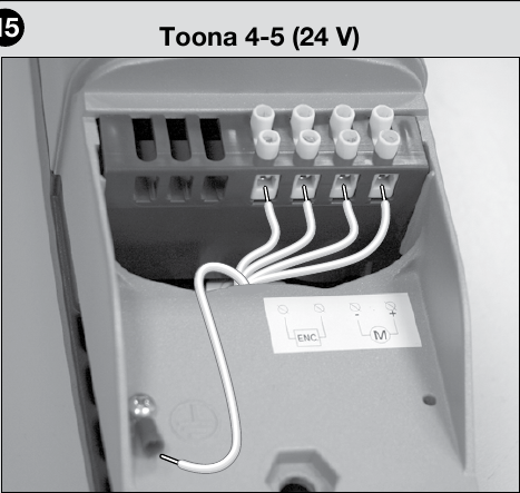 Motor- en encoderklemmen van Toona 4–5 24 V