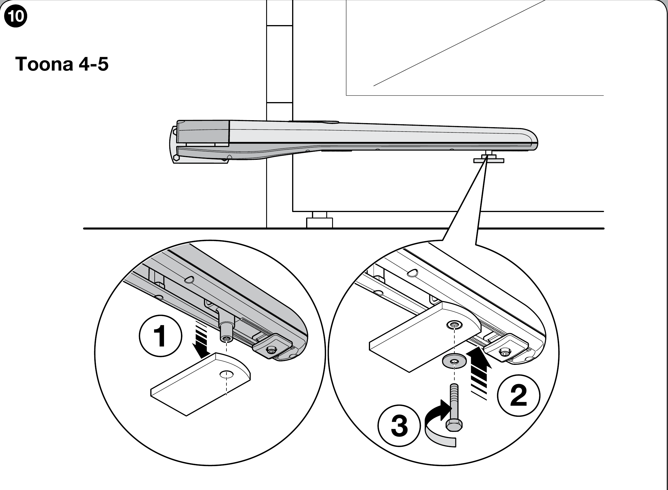 NICE Toona 4–5 – montage sur le support avant NICE Toona 4–5 – montage sur le support avant