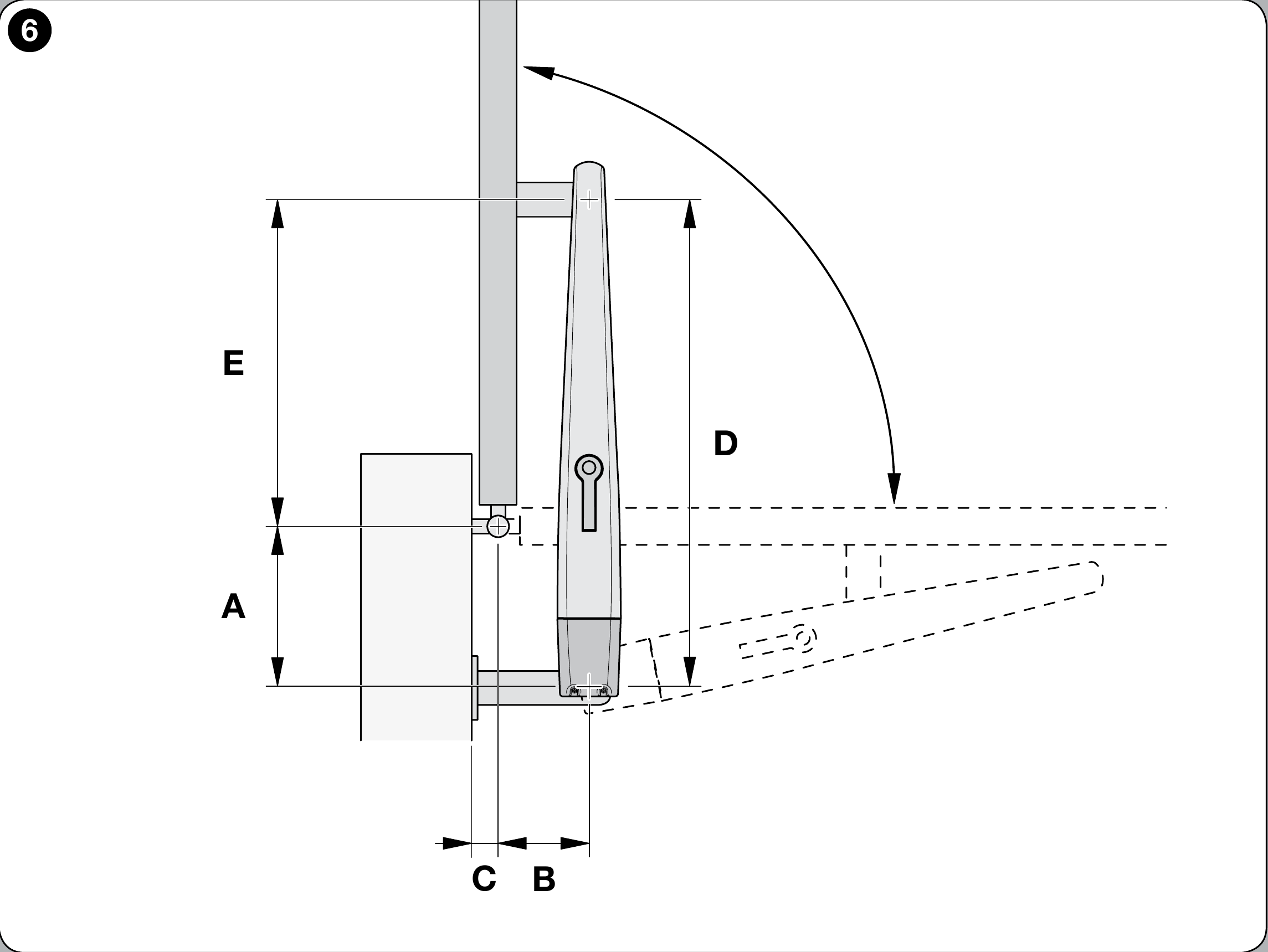 NICE Toona 5 – ouverture vers l’extérieur et dimensions des supports NICE Toona 5 – ouverture vers l’extérieur et dimensions des supports