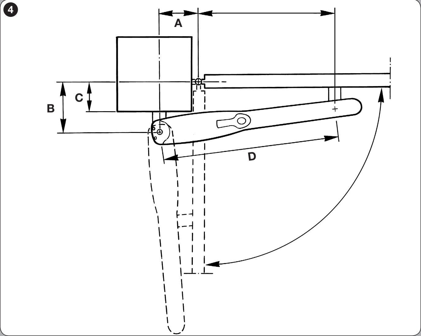 WG3524HS – géométrie A, B, C, D et E pour une ouverture vers l’intérieur WG3524HS – géométrie A, B, C, D et E pour une ouverture vers l’intérieur