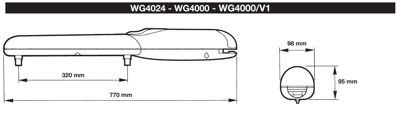 NICE WINGO WG4000 – dimensions du moteur et course NICE WINGO WG4000 – dimensions du moteur et course