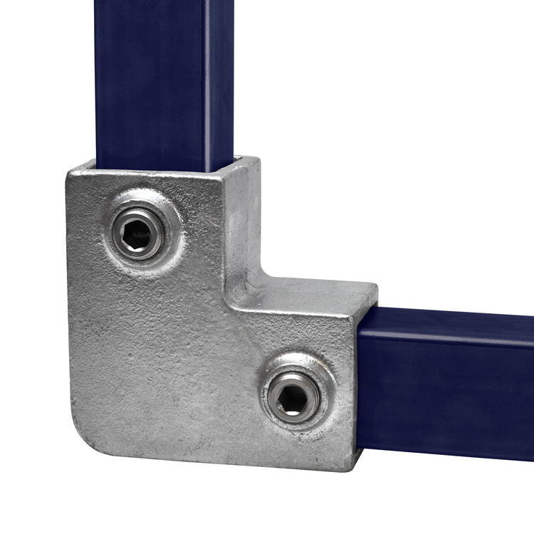 Raccord pour tube carré 40x40mm, forme en L, 90°