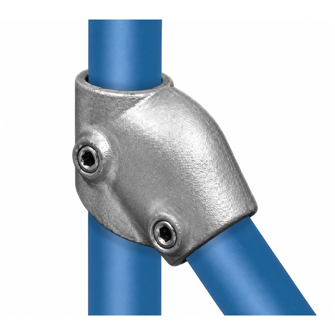 Raccord d’angle galvanisé pour tubes de 48,3 mm, angle de 45° à 60°