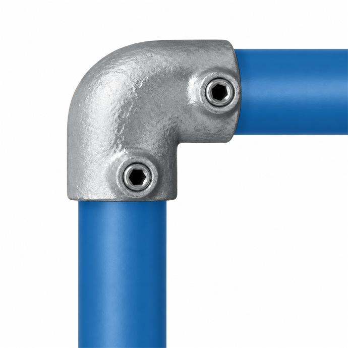 Voorbeeld van het gebruik van een buiskoppeling van 48,3 mm met blauwe buizen