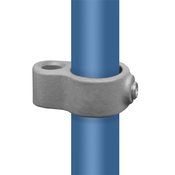 Exemple d’utilisation : gond galvanisé avec œil pour tube de 48,3 mm