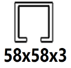 Voor C-profiel 58x58x3 mm