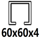 Voor C-profiel 60x60x4 mm