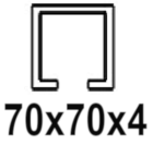 Voor C-profiel 70x70x4 mm