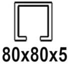 Voor C-profiel 80x80x5 mm