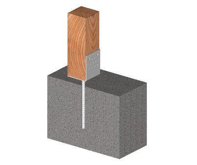 Exemple d’utilisation d’une platine d’ancrage en L avec tige d’ancrage