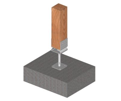 Exemple d’utilisation d’un pied d’ancrage en U avec nervure de renfort et platine à visser