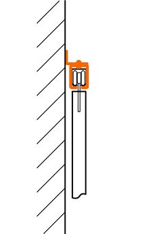 Fixation latérale du profilé en C du portail suspendu sur un mur ou un poteau Fixation latérale du profilé en C du portail suspendu sur un mur ou un poteau