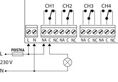 Aansluitvoorbeeld voor een algemene elektrische kring (verlichting, motor, ...)