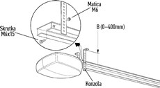 1. Fixez les équerres de montage à l’aide de vis et d’écrous. Choisissez sur les équerres les trous les mieux adaptés à la dimension B.