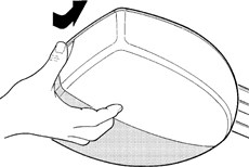 1. Appuyez sur le capot blanc et faites-le pivoter 1. Appuyez sur le capot blanc et faites-le pivoter