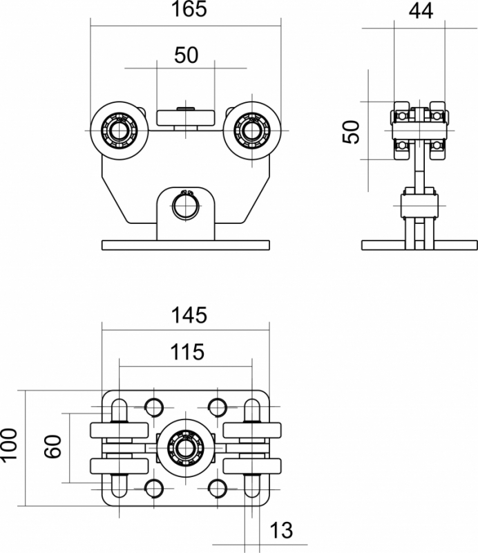 Tekening van loopwagen 58x58x3 Tekening van loopwagen 58x58x3