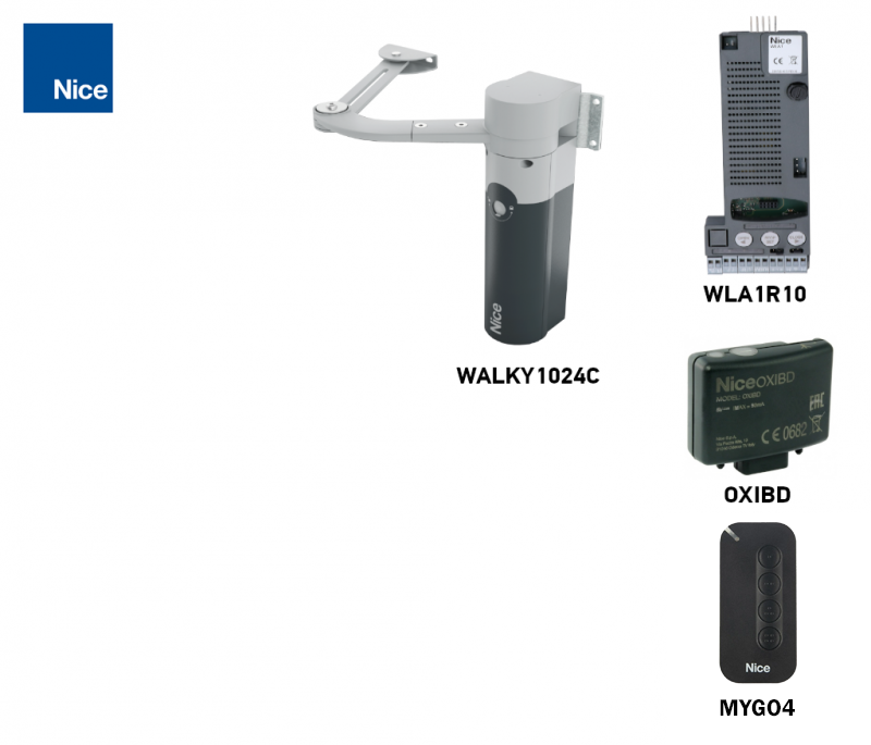 Kit de motorisation NICE WALKY pour un vantail - vantail 1,8m/180kg