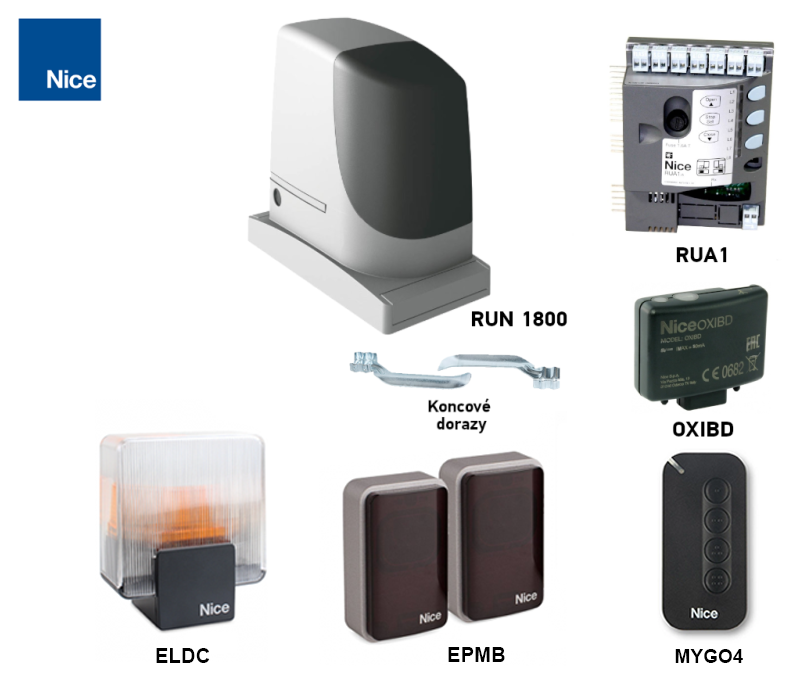 Kit de motorisation NICE Run RUN1800 Kit de motorisation NICE Run RUN1800