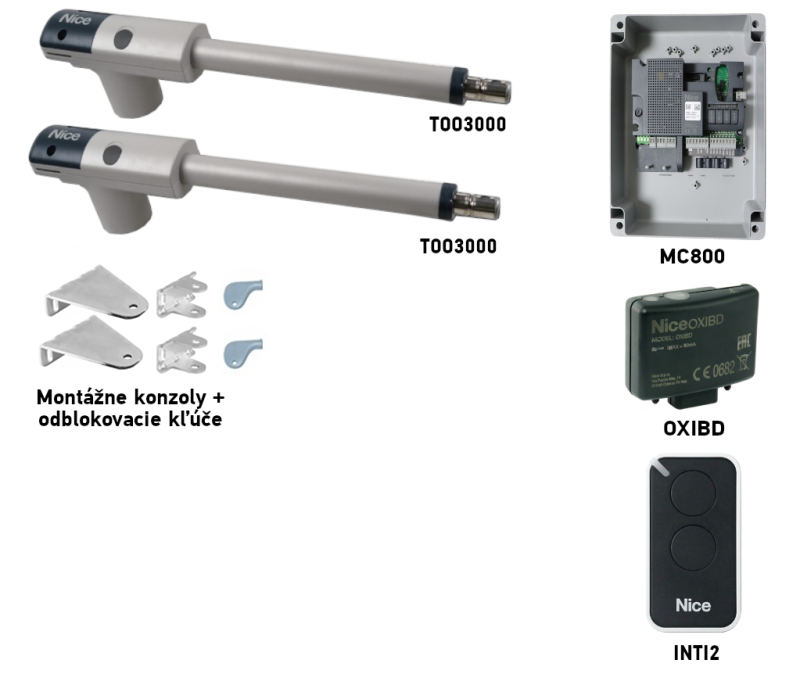Kit de base NICE TOO3000 pour 2 vantaux